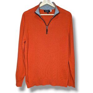 100% Scottish Cashmere Saks Fifth Avenue Todd And Duncan Mens Orange 1/4 Zip Med